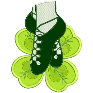 Ballet Shoes Shamrock St. Patrick's Day Applique Machine Embroidery Design Digitized Pattern